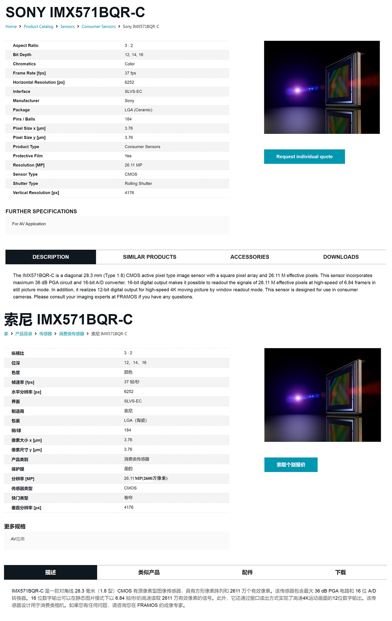 富士微单相机X-T3 / X-T4图像传感器