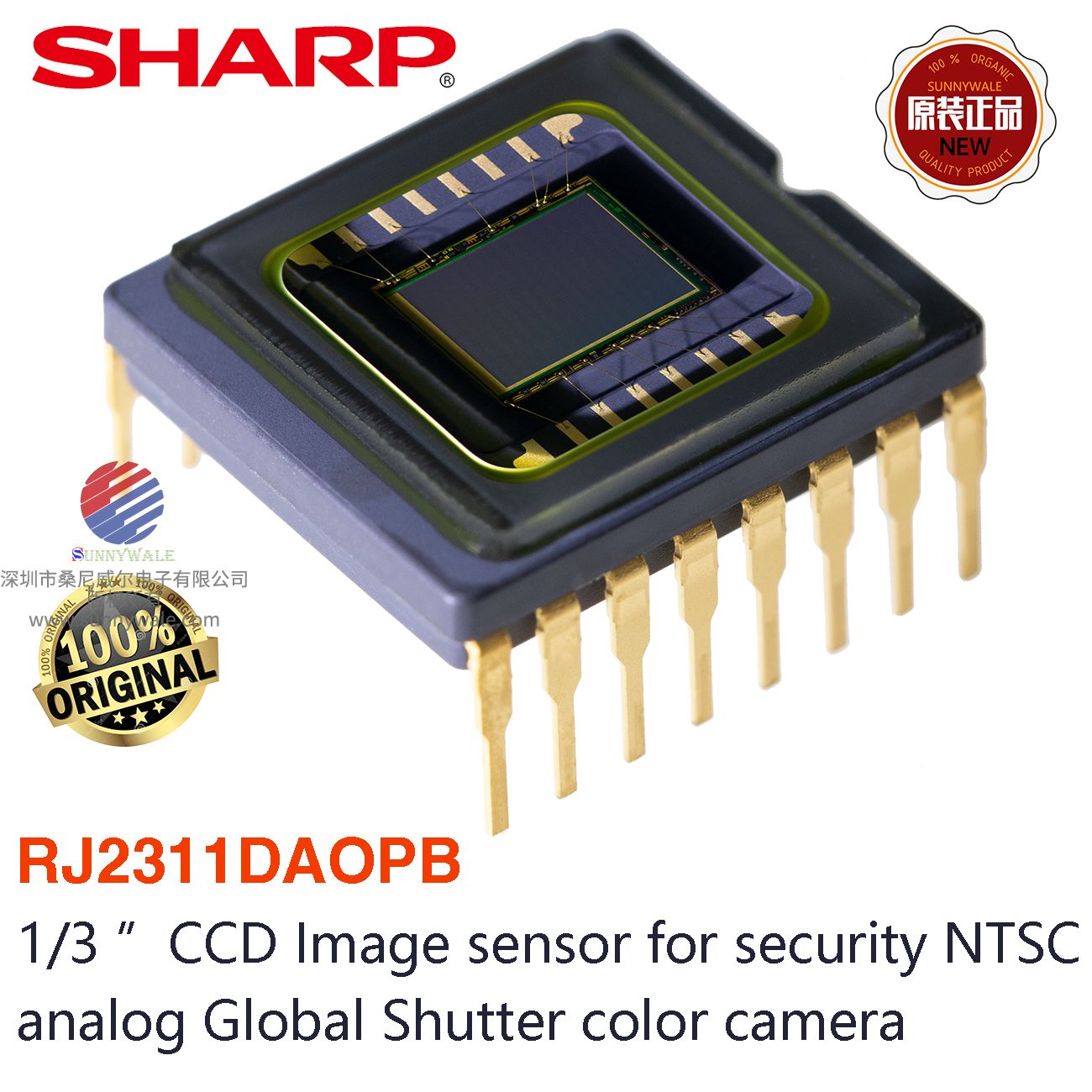 RJ2311DAOPB，RJ2311DA0PB， SHARP 1/3  CCD，图像传感器，全局快门曝光，用于彩色安防模拟摄像机