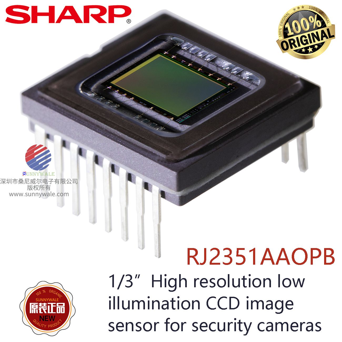RJ2351AAOPB，RJ2351AA0PB, SHARP 1/3 CCD, 模拟输出高清摄像机CCD，高解析度低照度CCD图像传感器，用于安防摄像机