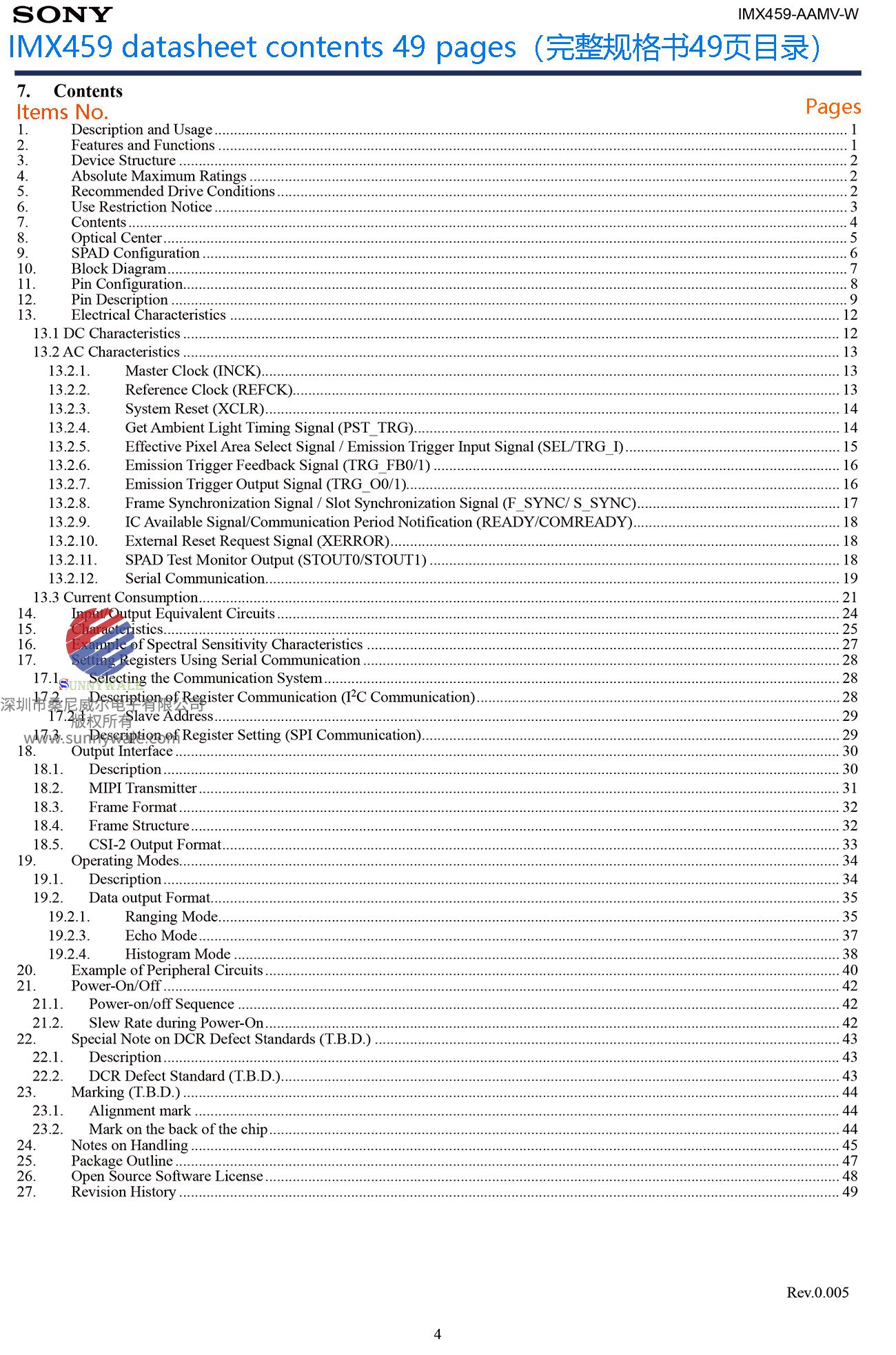 IMX459 datasheet  download下载